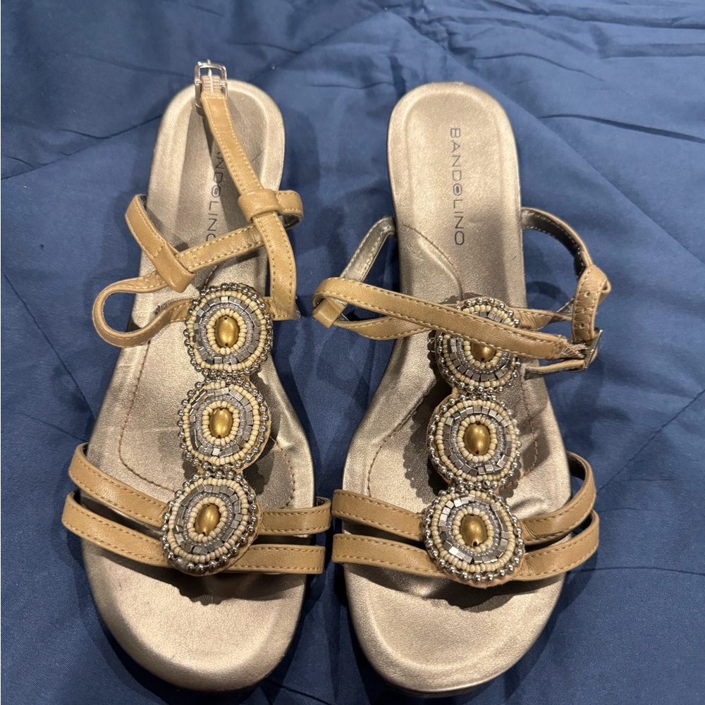 Bandolino Beige Beaded Women's Sandals